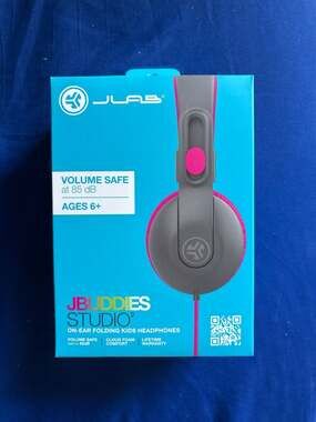 JLab JBuddies Studio 2 Wired On-Ear Kids Headphones - Pink / Gray